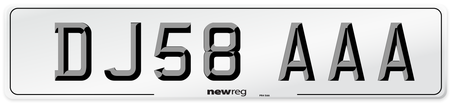 DJ58 AAA Number Plate from New Reg